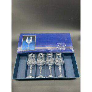4 D'Arques Longchamp lead crystal glasses cordial liqueur stemware wine cut stem